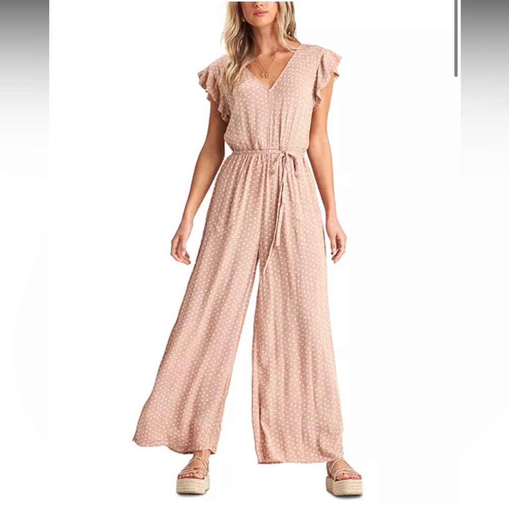 Billabong Blush Polka Dot “Hearts Game” Jumpsuit